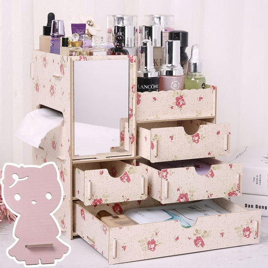 Wooden Tabletop Cosmetic Storage Box