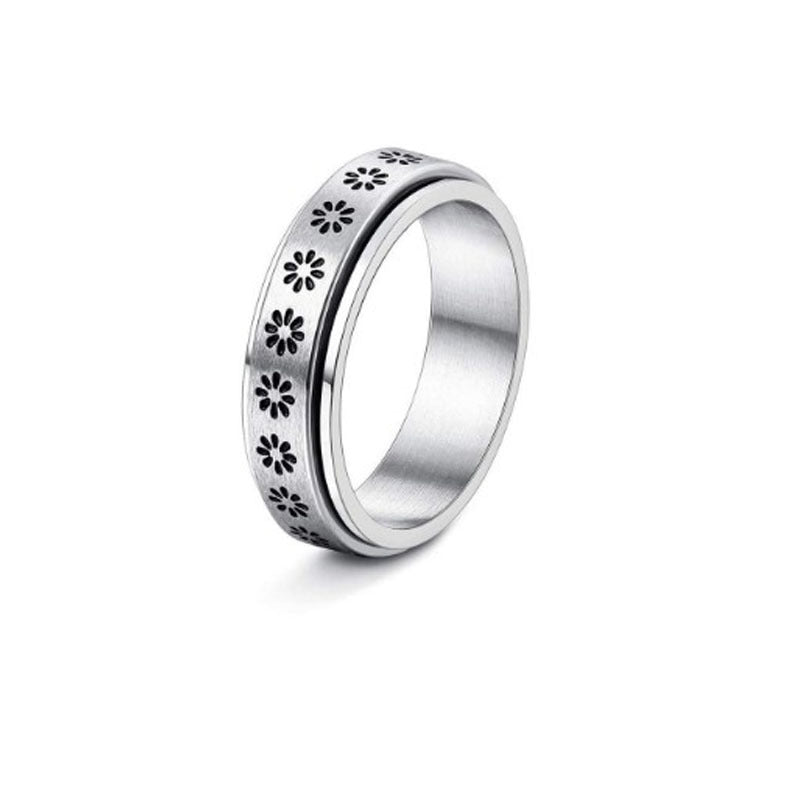 Stainless Steel Rotatable Spinner Ring Moon