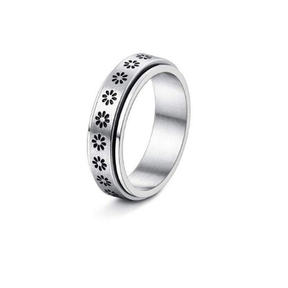 Stainless Steel Rotatable Spinner Ring Moon