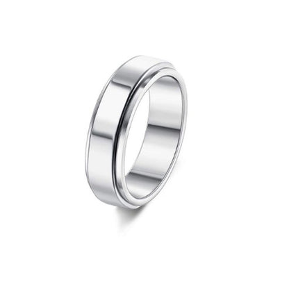 Stainless Steel Rotatable Spinner Ring Moon