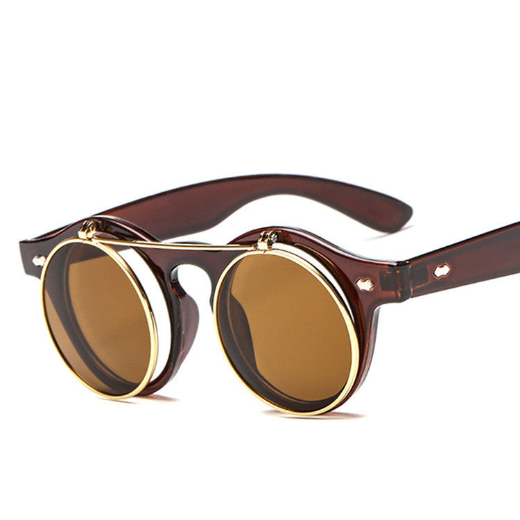 Sunglasses Brand Designer Retro Round Steampunk