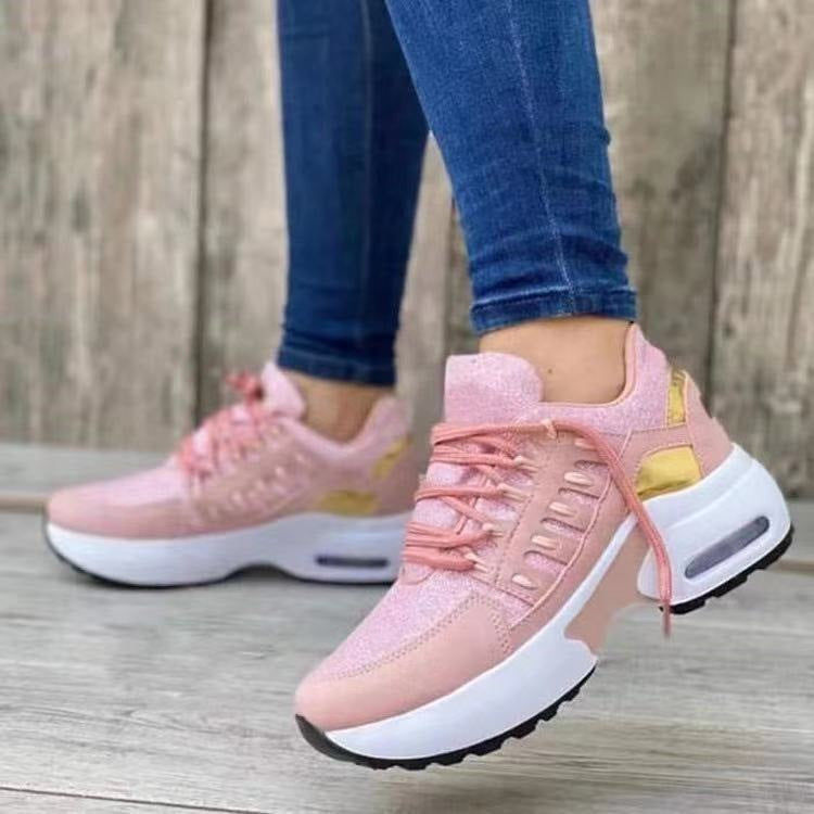 Lace Up Sneakers Women Wedge Heel