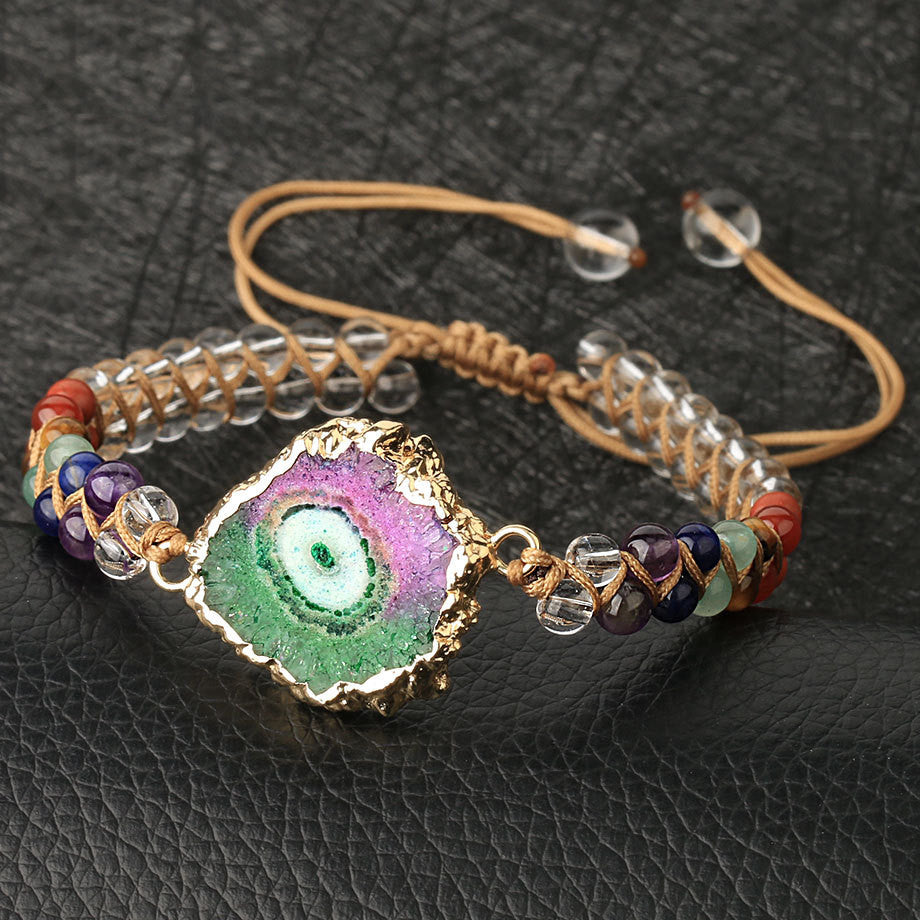 Agate Natural Crystal Beaded Braided Bracelet