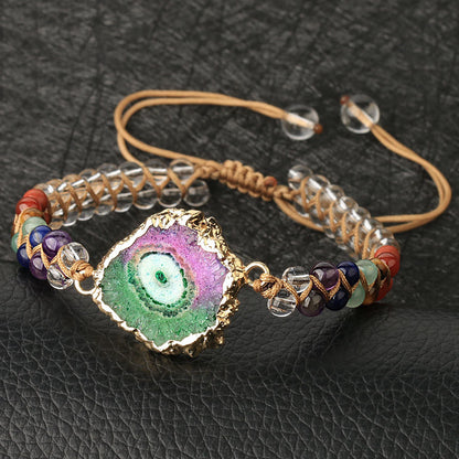 Agate Natural Crystal Beaded Braided Bracelet