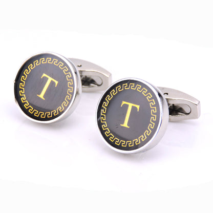 Round letter French cufflinks 26 letter cuffs