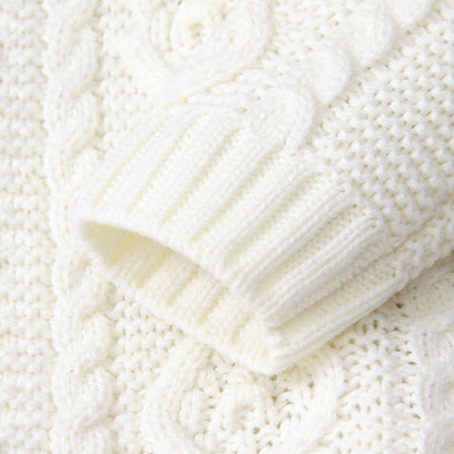 Children's hooded fur collar knitted jumpsuit