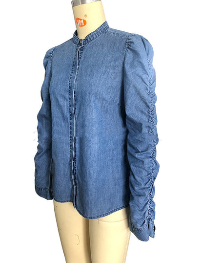 Long-sleeved Simple Commuter Thin Denim Top