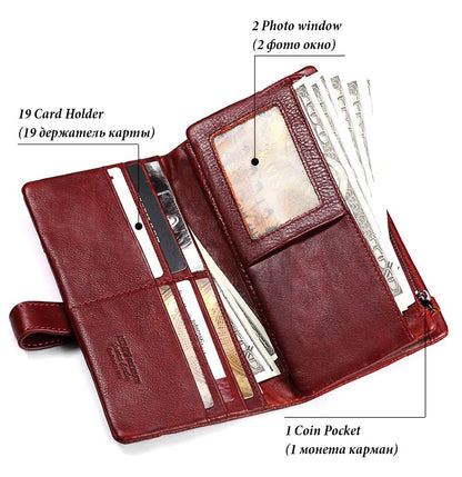 KAVIS Genuine Leather Women Wallet