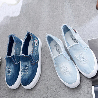 Summer 2016 canvas shoes female chunky loafer cowboy student pedal lazy shoes casual ladies shoes