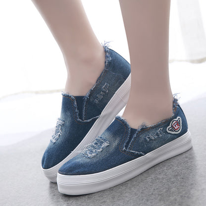 Summer 2016 canvas shoes female chunky loafer cowboy student pedal lazy shoes casual ladies shoes