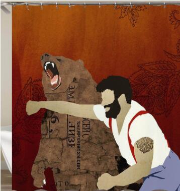 Polyester Shower Curtain With 12 Hooks For Bathroom Décor