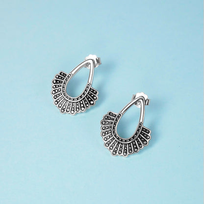 RBG Dissent Collar Earrings 925 Sterling Silver Drop/Stud Earrings RBG Earrings for Women Fan of Ruth Bader Ginsburg - Catch And Ship