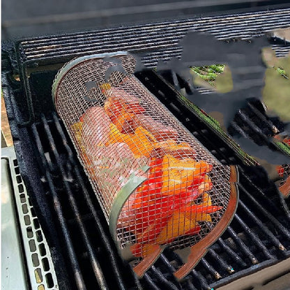 Rolling Grilling Basket Metal BBQ