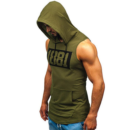 Men's sleeveless letter printed hand pocket