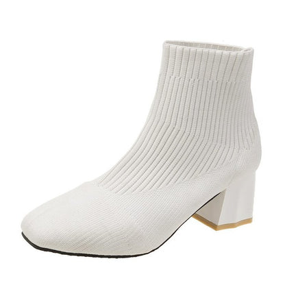 Thick Heel Flying Knit