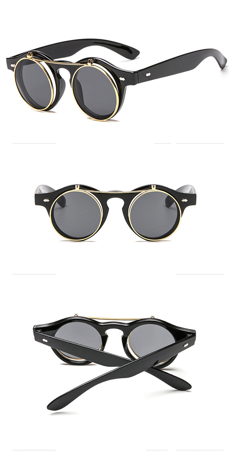 Sunglasses Brand Designer Retro Round Steampunk
