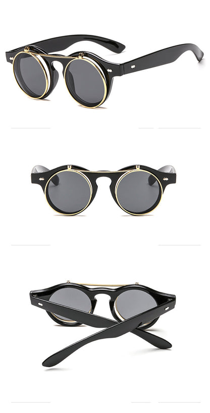 Sunglasses Brand Designer Retro Round Steampunk