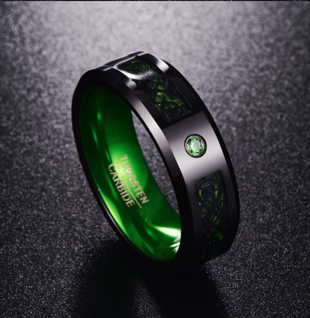 Matte Green Zircon Men Ring