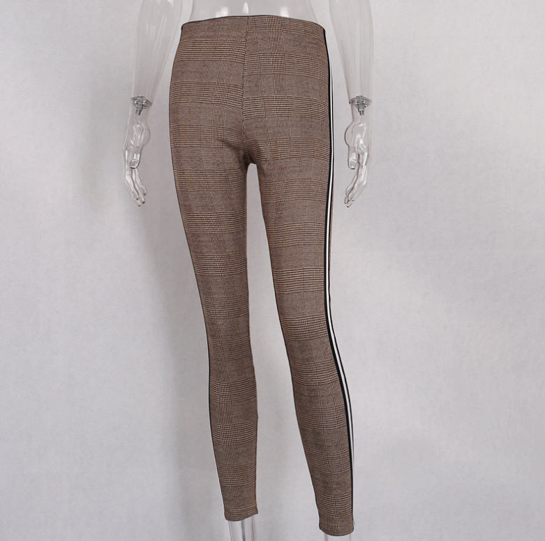 Houndstooth Ribbon high waist tight stretch pants