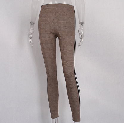 Houndstooth Ribbon high waist tight stretch pants
