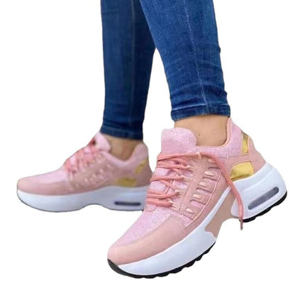 Lace Up Sneakers Women Wedge Heel