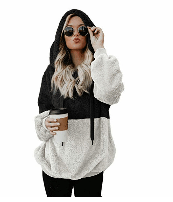 Women's Casual Round Neck Rope Hooded