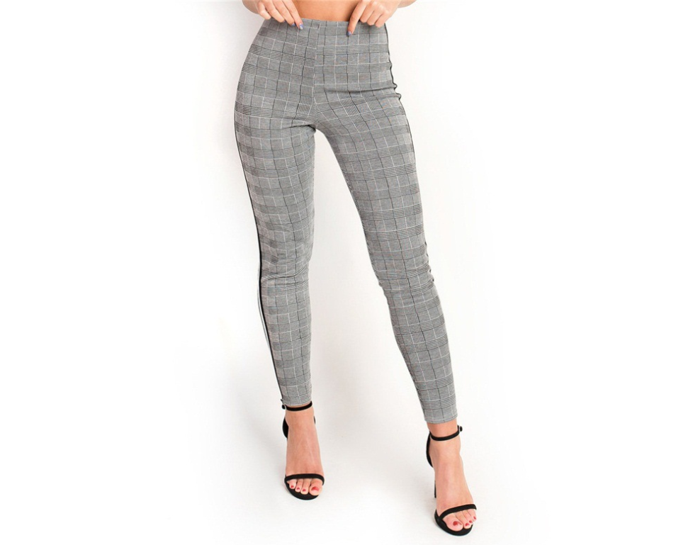 Houndstooth Ribbon high waist tight stretch pants
