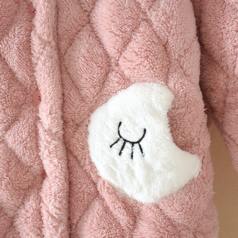 Flannel Three-layer Thick Coral Home Service