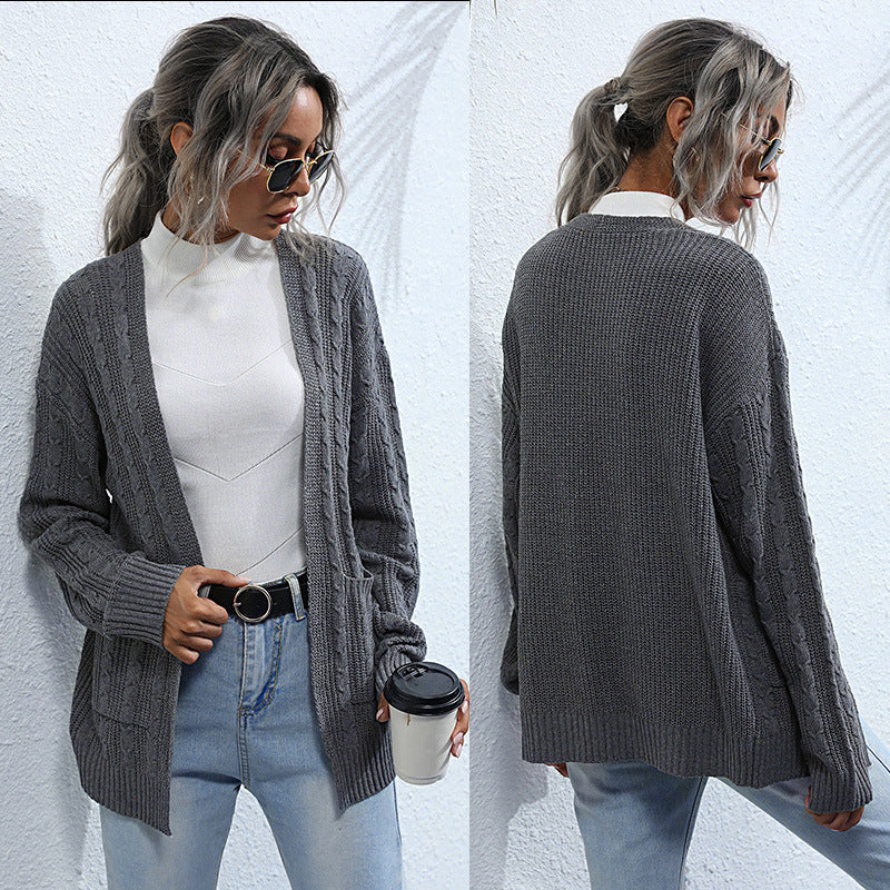 Ladies Knitted Forest Twist Sweater Coat