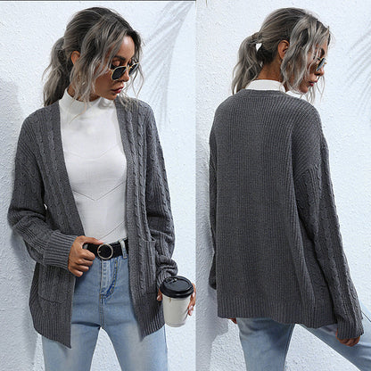 Ladies Knitted Forest Twist Sweater Coat