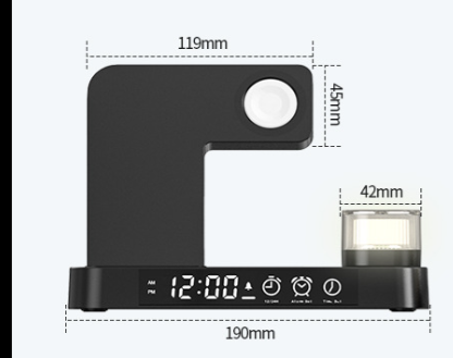 4 In 1 Multifunction Wireless Charger Station With Alarm Clock