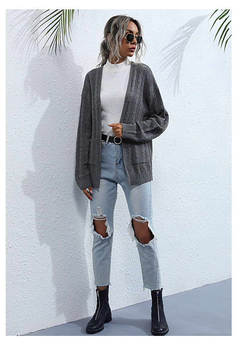 Ladies Knitted Forest Twist Sweater Coat