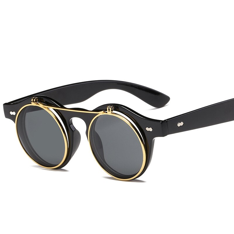 Sunglasses Brand Designer Retro Round Steampunk