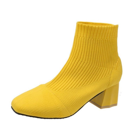 Thick Heel Flying Knit