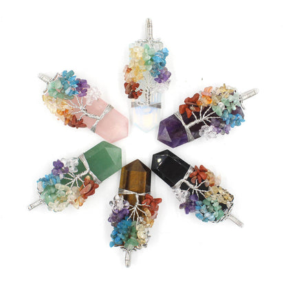 Crystal Column Tree Of Life Winding Pendant Necklace - Catch And Ship
