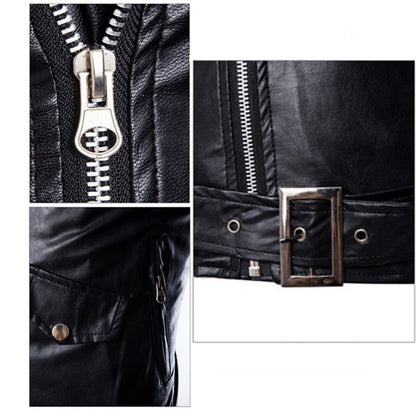 Four Seasons Fashion Men's Motorcycle Pull Leather Jacket