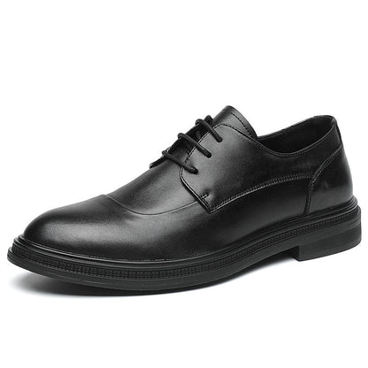 Men's Leather Soft Bottom Pointed Toe Lace-up Shoes