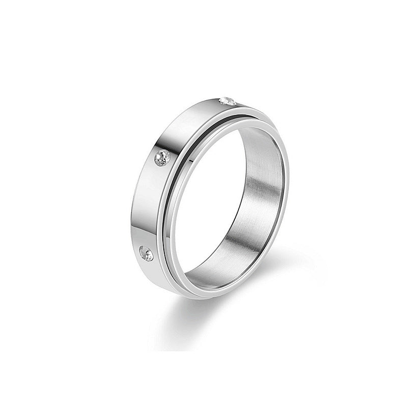Stainless Steel Rotatable Spinner Ring Moon