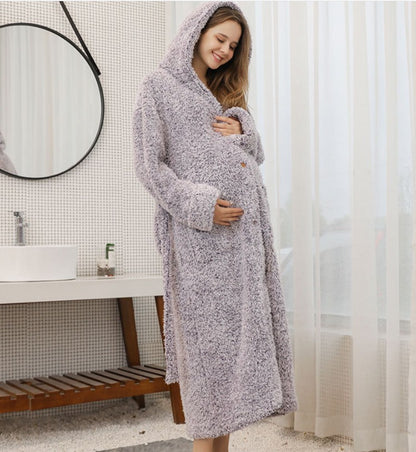 Thick Mink Velvet Button Cardigan Bathrobe