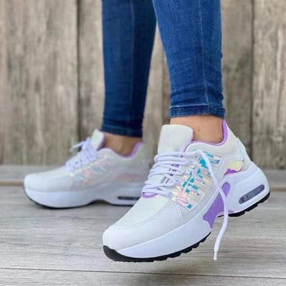 Lace Up Sneakers Women Wedge Heel