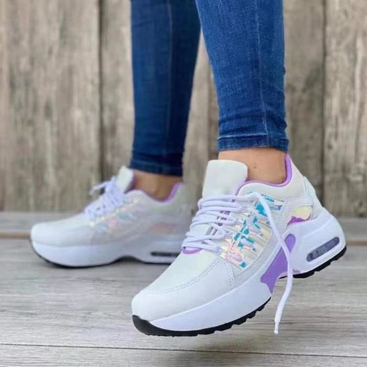 Lace Up Sneakers Women Wedge Heel