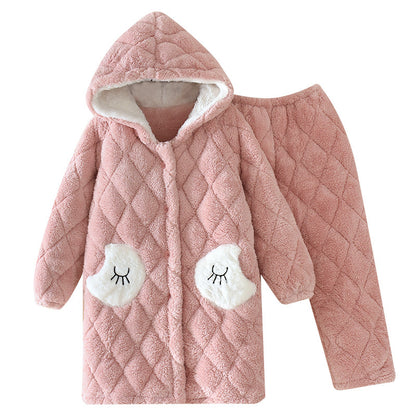 Flannel Three-layer Thick Coral Home Service