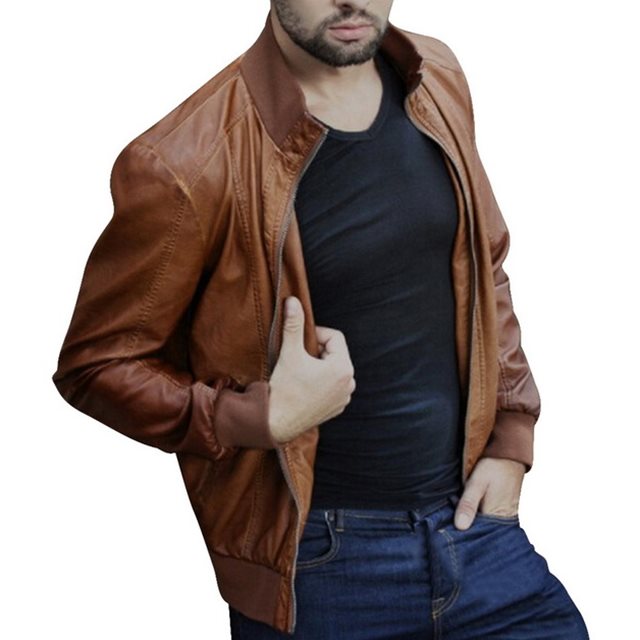 Four Seasons Fashion Men's Motorcycle Pull Leather Jacket