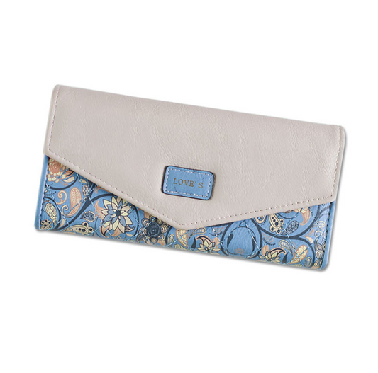 Large capacity buckle three fold leather clip wallet