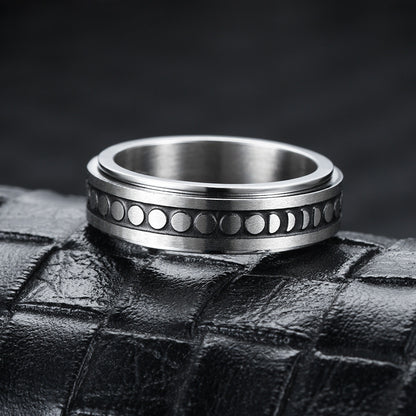 Stainless Steel Rotatable Spinner Ring Moon