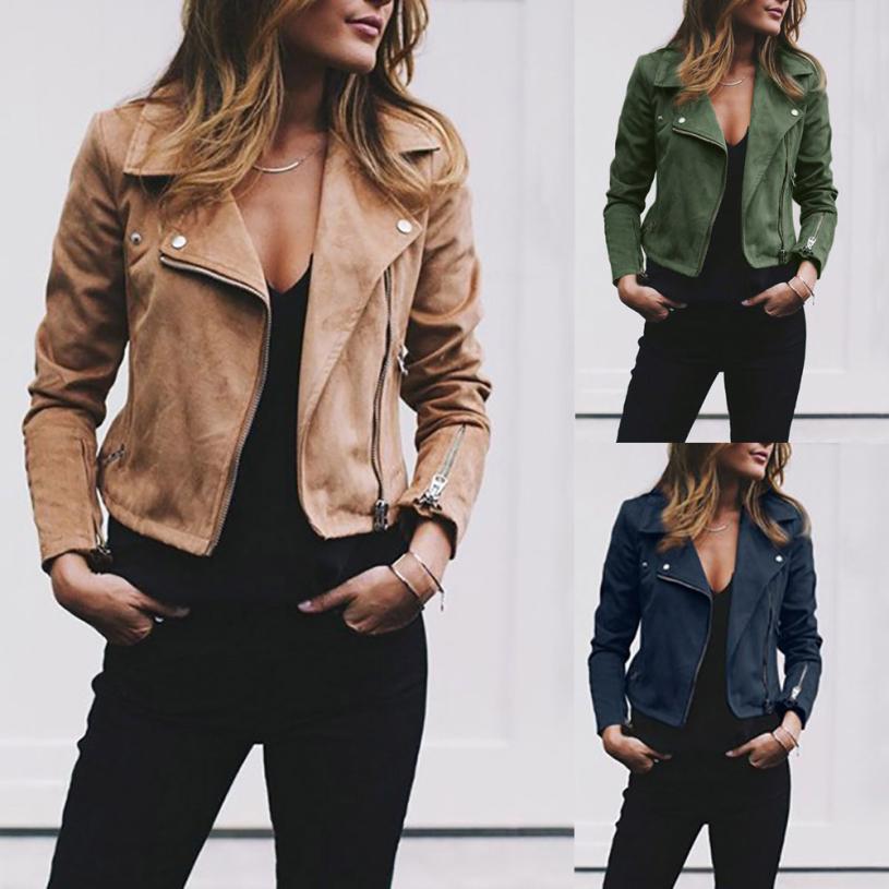 Lapel And Diagonal Zipper Short