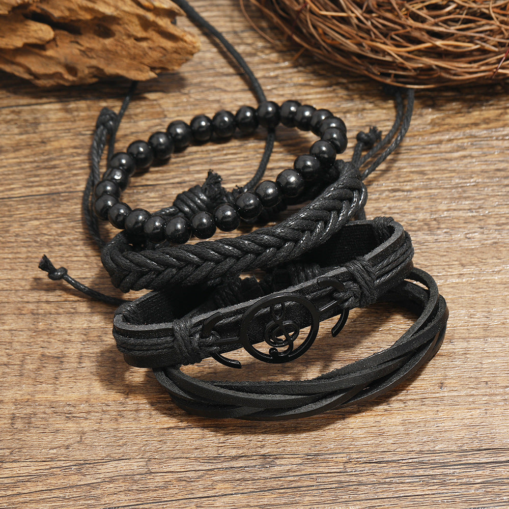 Men's Vintage Leather Bracelet Set