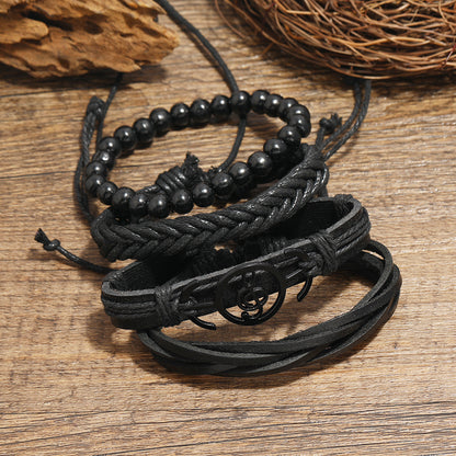 Men's Vintage Leather Bracelet Set