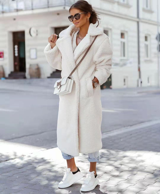 Irregular Single-breasted Lapels Women's Long Fur Coat