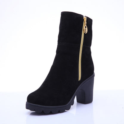 Side Zip Mid-tube Non-slip Thick Heel Snow Boots